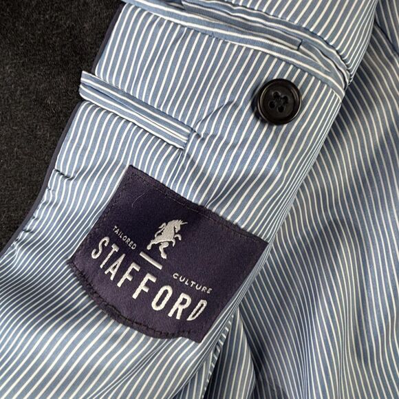 Stafford Sport Coat Mens 50R Charcoal Camel Hair Classic Fit Blazer 2 Button - Picture 7 of 14